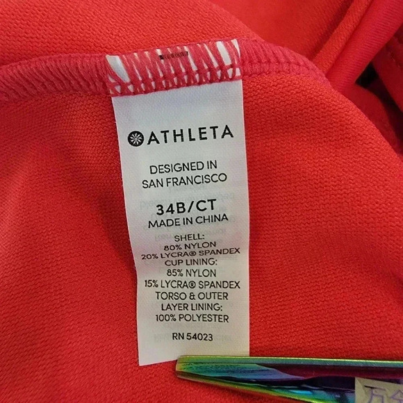 Athleta Tankini Top Halter Red Orange 34B/C Tall - Picture 5 of 8